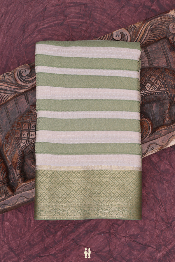 Mysore Silk Saree Green And Brown With Diagonal Design