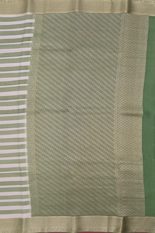 Mysore Silk Saree Green And Brown With Diagonal Design