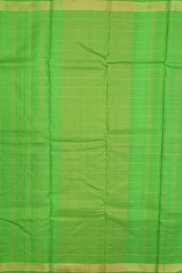 Kanchipuram Silk Saree Green And Dual Tone With Checks  Design