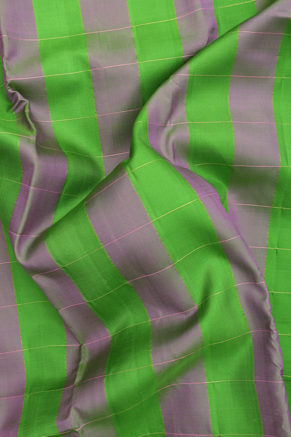 Kanchipuram Silk Saree Green And Dual Tone With Checks  Design