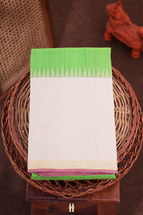 Kanchipuram Silk Saree In Green And Yellow With Checks Design