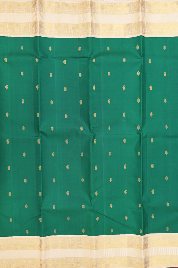 Kanchipuram Silk Saree Green With Paisley Buttas