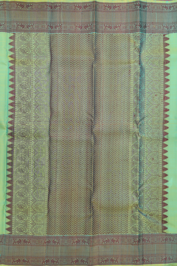 Kanchipuram Silk Saree Green With Peacock Buttas