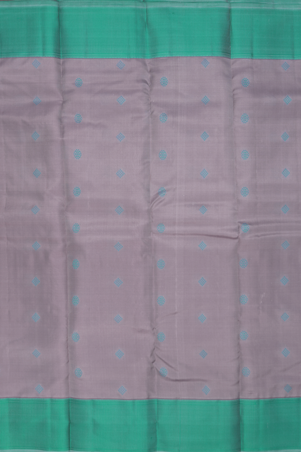 Kanchipuram Silk Saree Greyish Brown With Threadwork Buttas