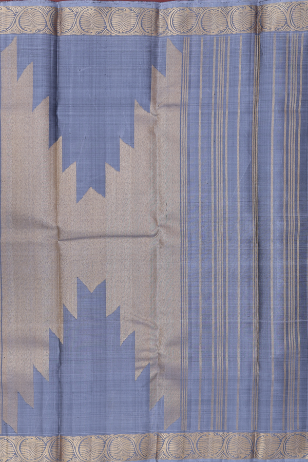 Kanchipuram Silk Saree In Aegean Blue With Brocade Design