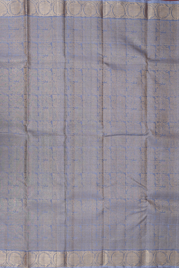 Kanchipuram Silk Saree In Aegean Blue With Brocade Design