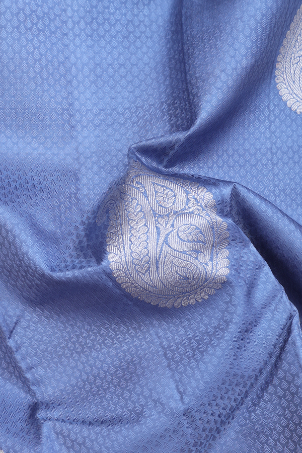 Kanchipuram Silk Saree In Aegean Blue With Jacquard Pattern