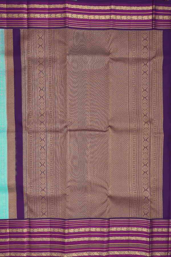 Kanchipuram Silk Saree In Aqua Green With Stripes Design