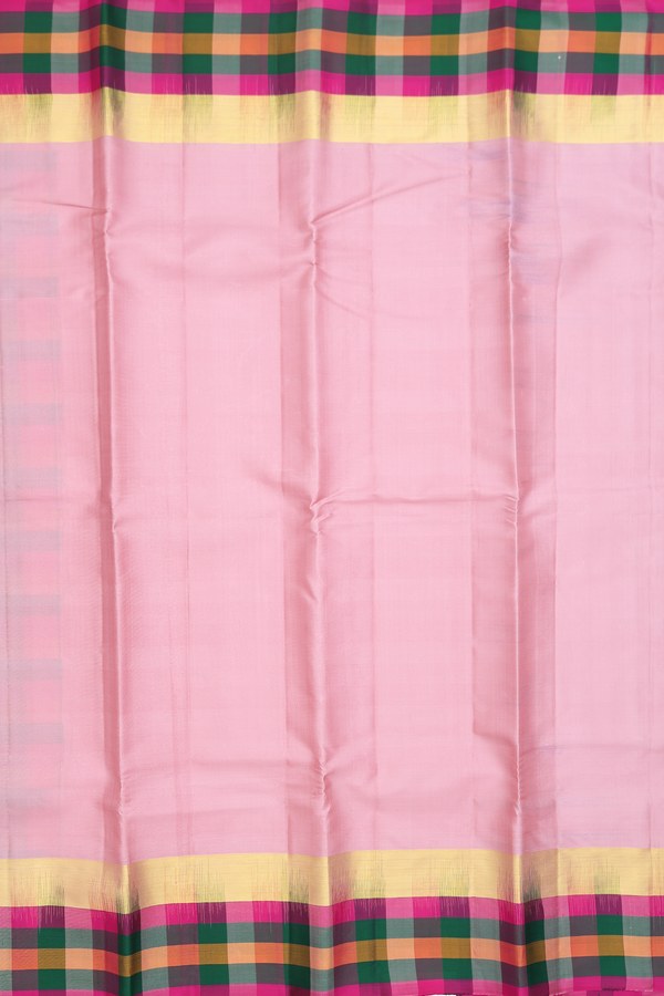 Kanchipuram Silk Saree In Baby Pink With Checks Border