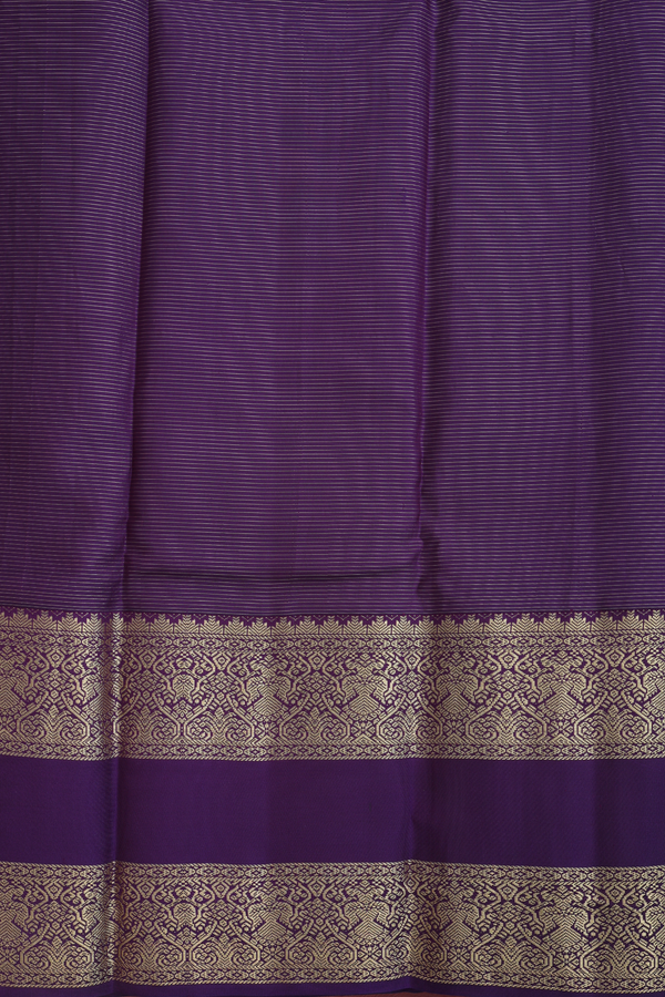 Kanchipuram Silk Saree In Beige Along Stripes With Buttas