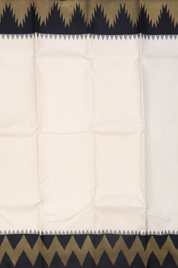 Kanchipuram Silk Saree In Beige And White With Checks Design