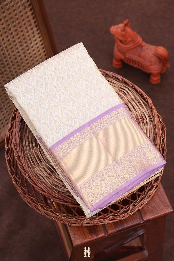 Kanchipuram Silk Saree In Beige With Brocade Design