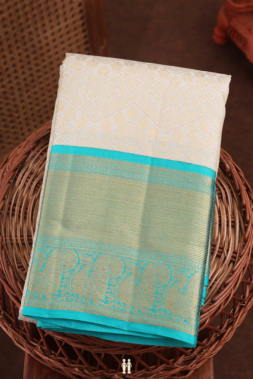 Kanchipuram Silk Saree In Beige With Brocade Design