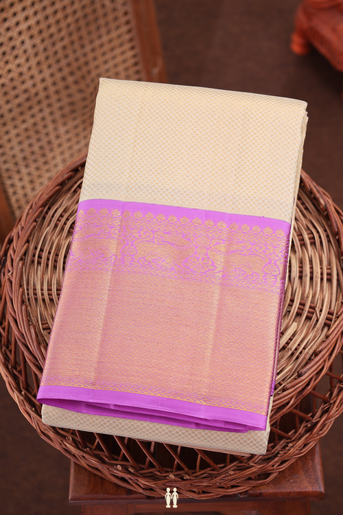Kanchipuram Silk Saree In Beige With Brocade Design