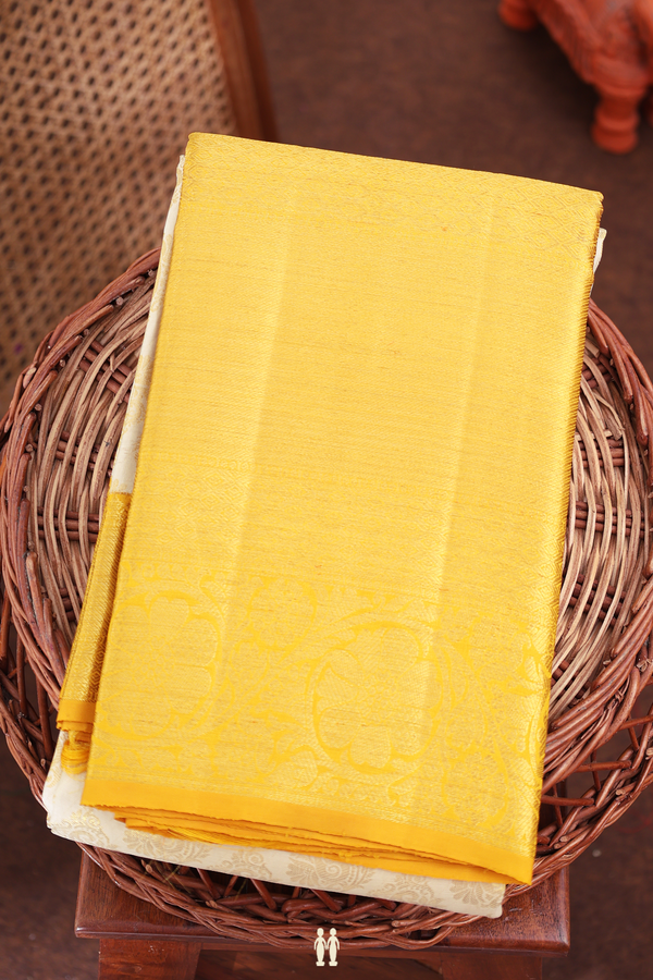 Kanchipuram Silk Saree In Beige With Brocade Design