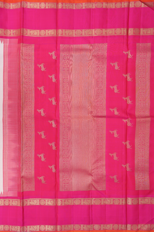 Kanchipuram Silk Saree In Beige With Chakram Buttas