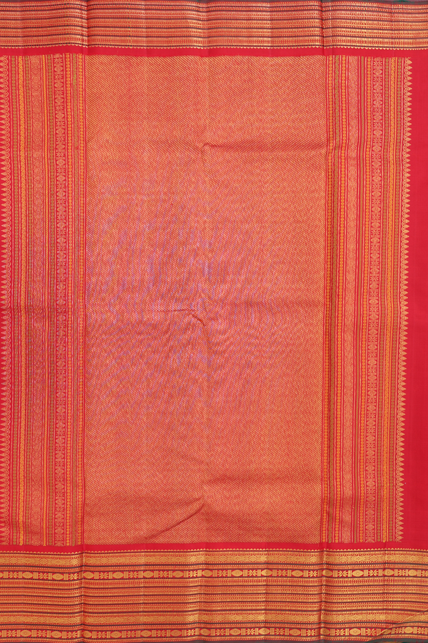 Kanchipuram Silk Saree In Beige With Checks Design