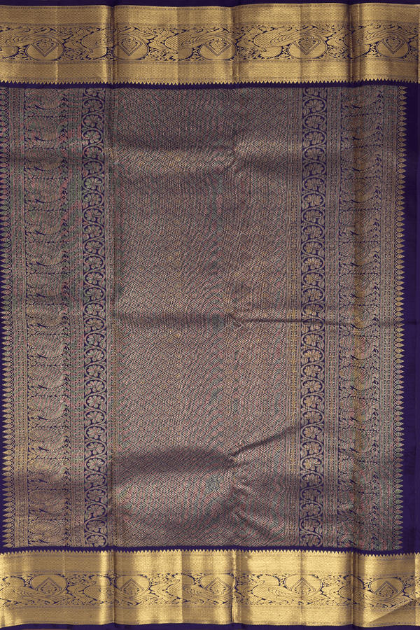 Kanchipuram Silk Saree In Beige With Checks Design