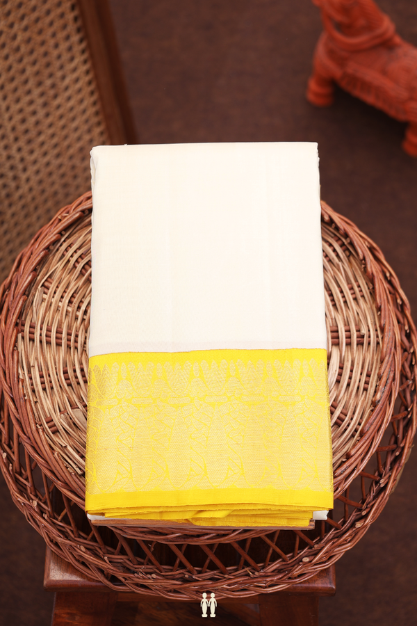 Kanchipuram Silk Saree In Beige With Contrast Border