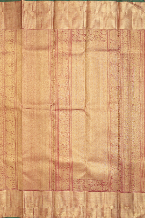 Kanchipuram Silk Saree In Beige Tissue With Contrast Border