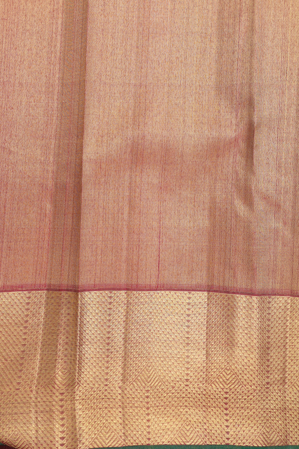 Kanchipuram Silk Saree In Beige Tissue With Contrast Border