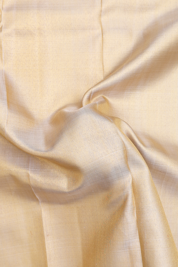 Kanchipuram Silk Saree In Beige Tissue With Contrast Border