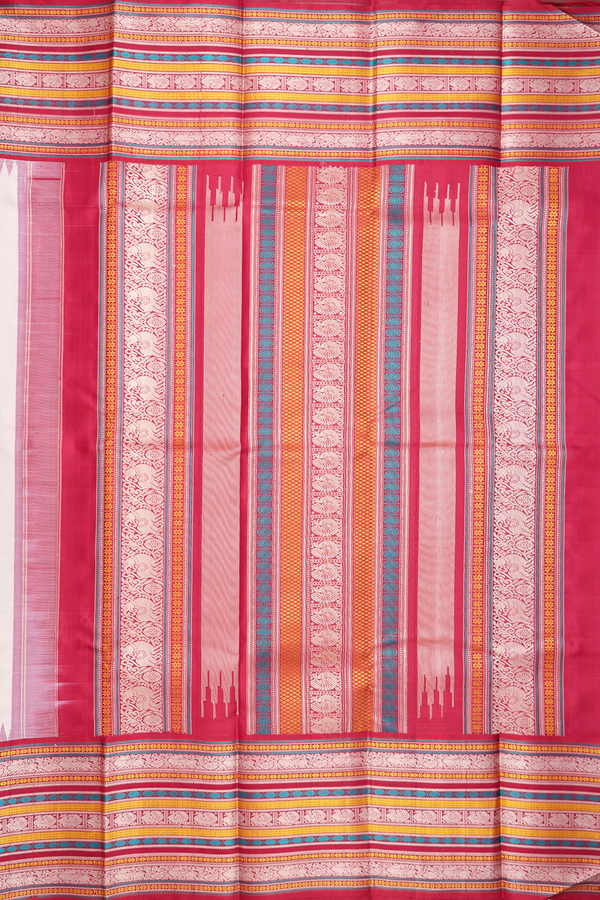Kanchipuram Silk Saree In Ivory With Floral Buttas