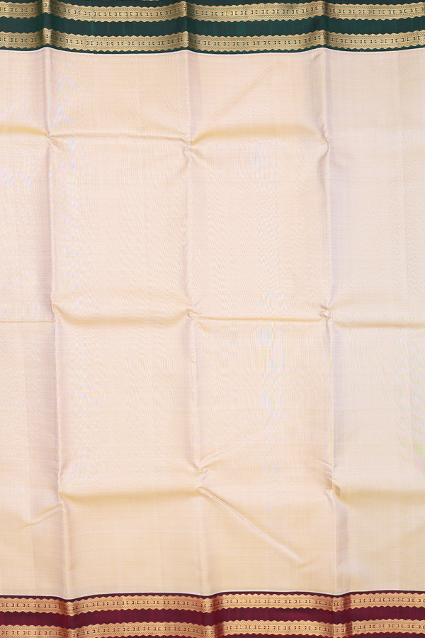 Kanchipuram Silk Saree In Beige With Ganga Jamuna Border