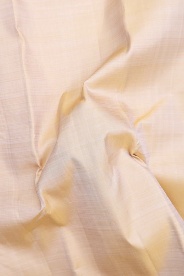 Kanchipuram Silk Saree In Beige With Ganga Jamuna Border