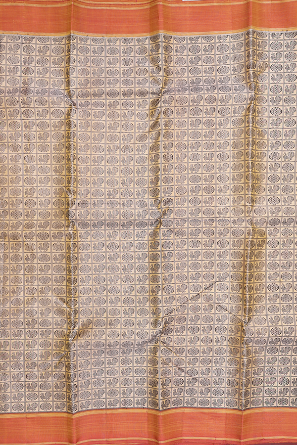 Kanchipuram Silk Saree In Beige With Jacquard Pattern
