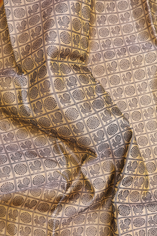 Kanchipuram Silk Saree In Beige With Jacquard Pattern