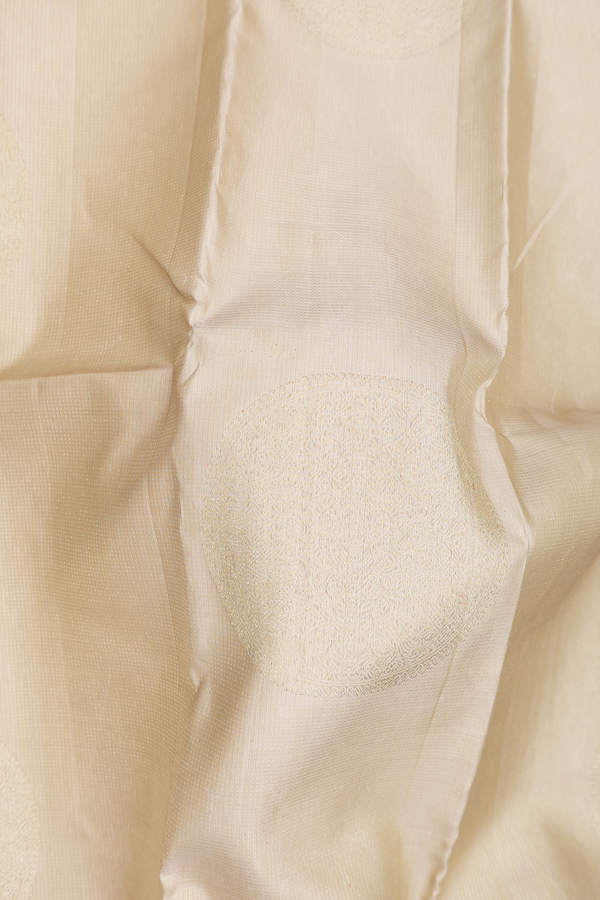 Kanchipuram Silk Saree In Beige With Mandala Design