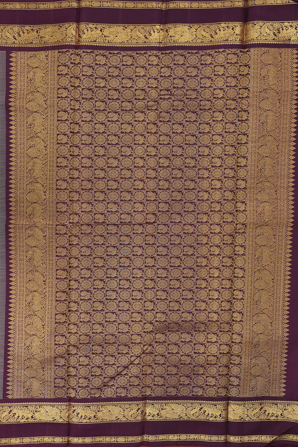 Kanchipuram Silk Saree In Beige With Paisley Buttas