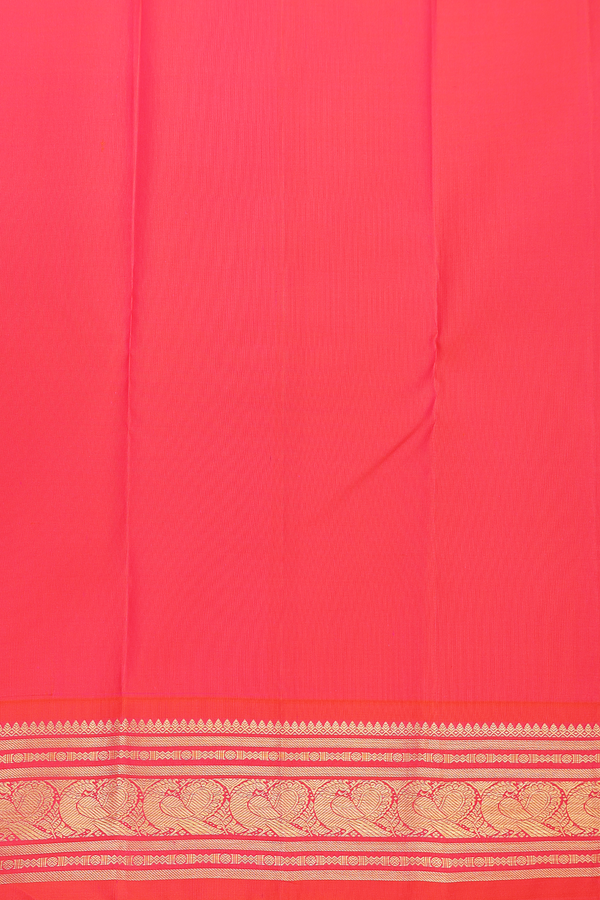Kanchipuram Silk Saree In Beige With Peacock Buttas