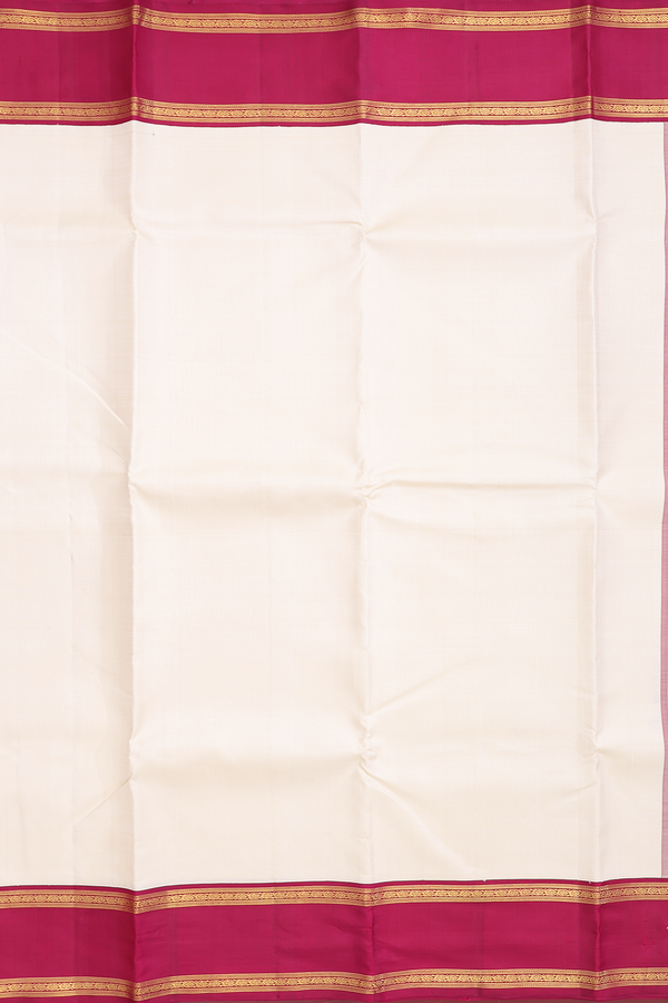 Kanchipuram Silk Saree In Beige With Rettai Pettu Border