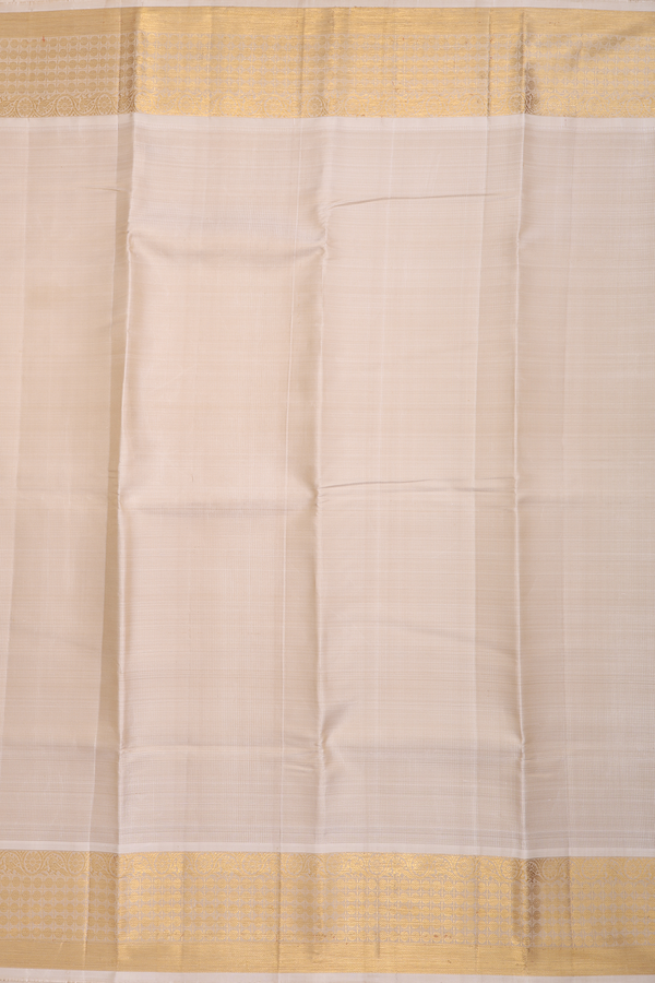 Kanchipuram Silk Saree In Beige With Stripes Design