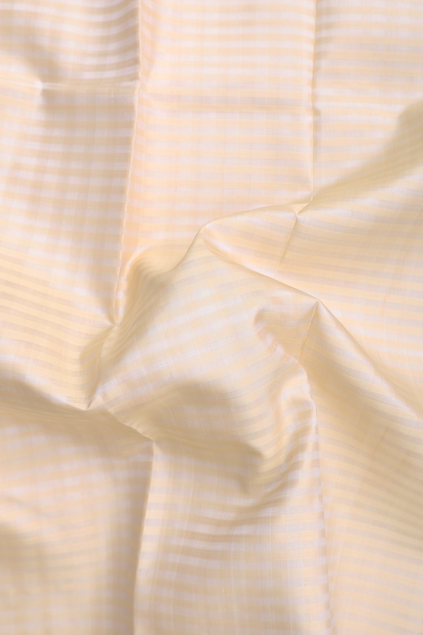 Kanchipuram Silk Saree In Beige With Stripes Design