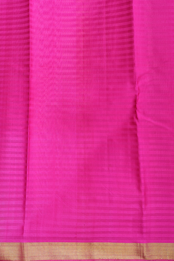 Kanchipuram Silk Saree In Beige With Stripes Design