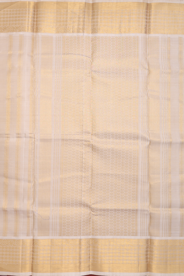 Kanchipuram Silk Saree In Beige With Stripes Design
