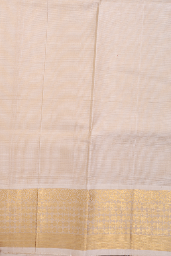 Kanchipuram Silk Saree In Beige With Stripes Design