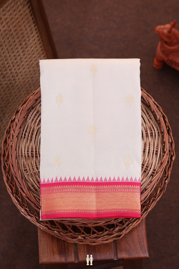 Kanchipuram Silk Saree In Pastel Brown With Zari Buttas