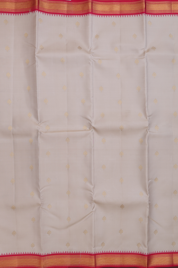 Kanchipuram Silk Saree In Pastel Brown With Zari Buttas
