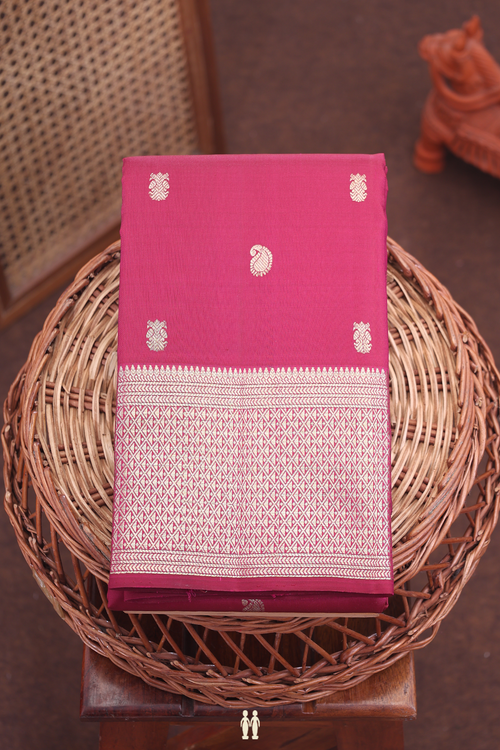 Kanchipuram Silk Saree In Berry Brown With Paisley Buttas