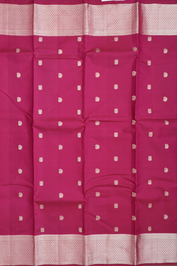 Kanchipuram Silk Saree In Berry Brown With Paisley Buttas