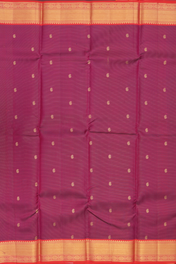 Kanchipuram Silk Saree In Berry Pink Stripes With Buttas
