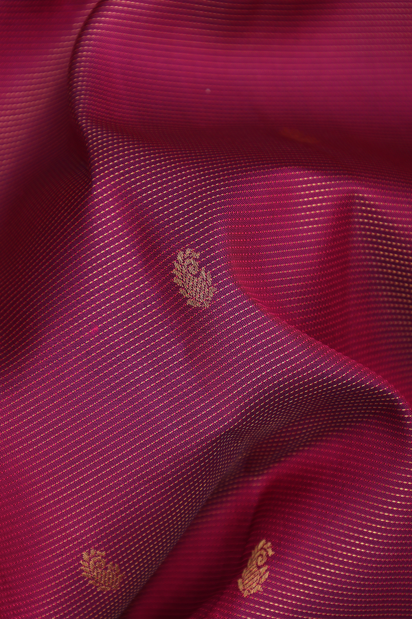 Kanchipuram Silk Saree In Berry Pink Stripes With Buttas