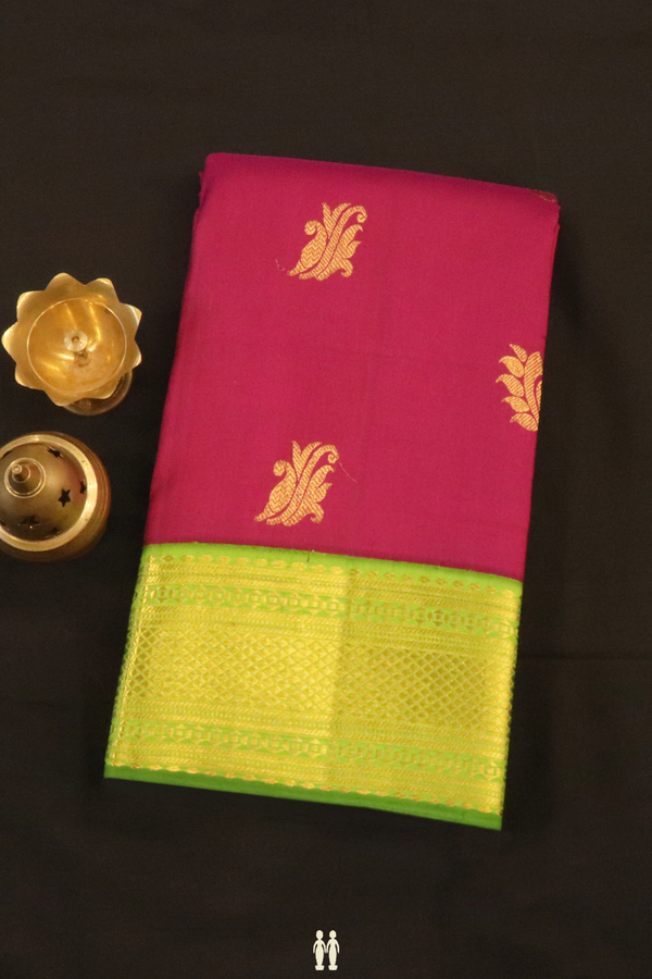 Kanchipuram Silk Saree In Berry Pink With Paisley Zari Motif