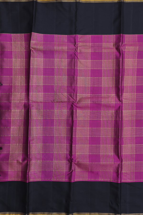 Kanchipuram Silk Saree In Berry Purple With Checks Design