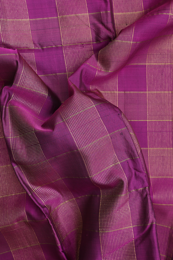 Kanchipuram Silk Saree In Berry Purple With Checks Design