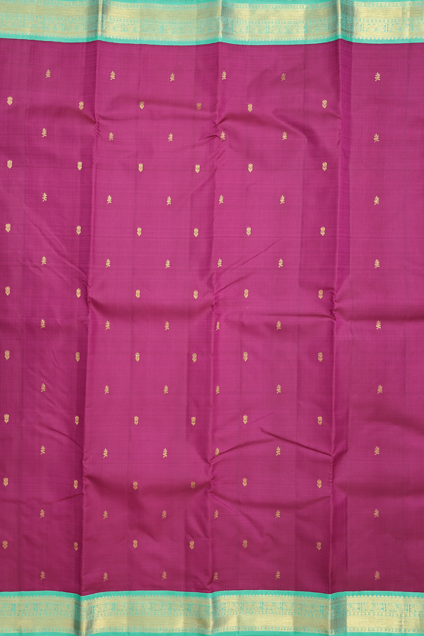 Kanchipuram Silk Saree In Berry Purple With Floral Buttas